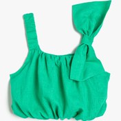 Resim Kız Bebek Askılı Crop Atlet Keten Karışımlı Fiyonk Detaylı 
