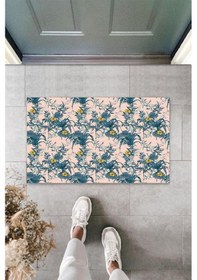 Resim Dijital Baskı Pudra Sarı Çiçek Kapı Paspası K-3077 