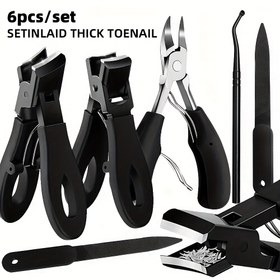 Resim Yaşlılar için Kalın Tırnak Makası Seti 6 Adet - Geniş Pense Açılı Büyük Ayak Tırnağı Makası Kalın İçe Girmiş Tırnaklar için Uygun, Profesyonel Keskin Ağır Hizmet Tipi Tırnak Makasları, Erkekler ve Yaşlı Vatandaşlar için Uygun 