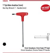 Resim İzeltaş T tipi Alyan (Allen) Anahtar Altı Köşe 6mm 