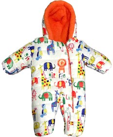 Resim Mika Bebek & Çocuk Safari Desenli Turuncu Peluş Unisex Bebek Kozmonot Astronot Tulum 