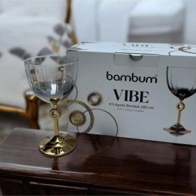 Resim Bambum Vibe Cam Ayaklı Altılı Su Bardağı Gold 