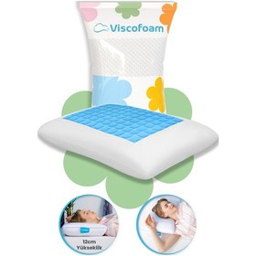 Resim Viscofoam Comfy Terletmeyen Ortopedik Yastık Serinleten Visco Yastık Jelli Yastık 55x35x12cm 