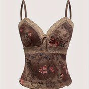 Resim Retro Su Damlası Detaylı Dantel Süslemeli Kadın Camisole Üst 