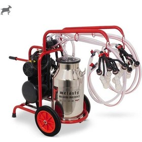 Resim Melasty Dörtlü Keçi Süt Sağma Makinesi Paslanmaz Güğüm - Silikon Memelik Kuru Pompa 