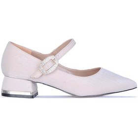 Resim Scarletta 833 Tokalı 3cm Topuklu Kadın Ayakkabı Krem 