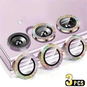 Resim For Samsung için 3 adet/1 Set Glitter Bling Metal Glass Lens Koruyucu Kapak for samsung for galaxy A14 A34 A54 5G A55 A35 A15 için Tam Koruyucu Lens Kapak Kamera Koruma 