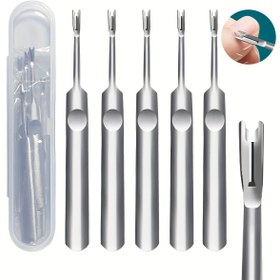 Resim 1/5 adet Paslanmaz Çelik Tırnak Eti Sökücü, Kolay Tutuşlu Tırnak Eti Bakım Araçları, Gümüş Ölü Deri Tırnak Eti İtici Kesici Pedikür Tırnak Araçları Kalınlaştırılmış Oyma Saplı İtme Bıçağı Tırnak Aracı, Saklama Kutusuyla Taşınması Kolay 