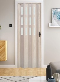 Resim FARAN DEKORASYON 72 X 230 Akçaağaç Renk Camlı Pvc Akordiyon Katlanır Kapı - Frnakmodel-126 