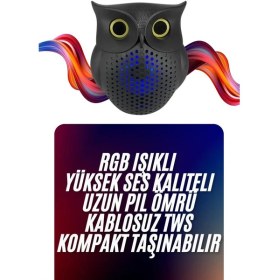 Resim Techno Stock Baykuş Tasarımlı Mini Bluetooth Speaker Yüksek Ses Taşınabilir 