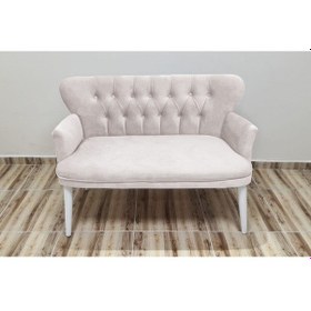 Resim Azra Mobilya Ikili Koltuk - Kanepe - Babyface Kumaş - Ahşap Ayak - Krem Krem 