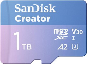 Resim SanDisk Creator 1TB 190/130MB/s microSDXC UHS-I A2 V30 Adaptörlü Hafıza Kartı SDSQXAV-1T00-IN6MS 
