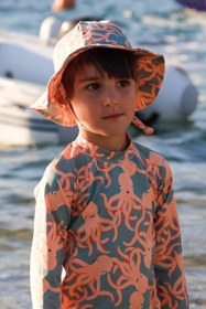 Resim UV Korumalı Uzun Kollu Şapkalı Erkek Bebek Mayo Seti Octopus - Octopus / 3-4 Yaş 