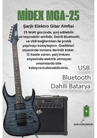 Resim Midex Crade-25amp Grey Rosewood Super Strat Kasa Hh Yüksek Kaliteli 25w Amfili Elektro Gitar Seti 