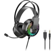 Resim Digital Computer Home Ovleng GT68 Rgb Kablolu Oyun Kulaklığı Kulak Üstü E-Spor Kulaklık Usb+3.5mm Ayarlanabilir Mikrofonlu Kulaklık-Siyah (Yurt Dışından) 