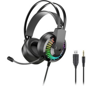 Resim Digital Computer Home Ovleng GT68 Rgb Kablolu Oyun Kulaklığı Kulak Üstü E-Spor Kulaklık Usb+3.5mm Ayarlanabilir Mikrofonlu Kulaklık-Siyah (Yurt Dışından) 