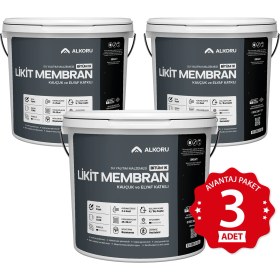 Resim Alkoru 3 Adet 13 kg Bitüm 1k Likit Membran Kauçuk ve Elyaf Katkılı Sıvı Su Yalıtım Malzemesi Avantaj Paket 