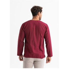 Resim Uzun Kol Şile Bezi Zımbalı Erkek Tshirt Koyu Bordo 3068 Koyu Bordo 