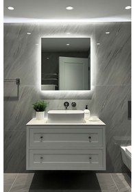 Resim Digital Hayat Rgb Led Işıklı Kare Ayna Dekoratif Banyo Makyaj Aynası Sınırsız Renk Çok Renkli 