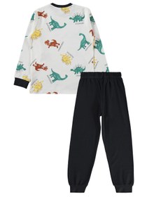 Resim Civil Boys Dinozor Baskılı 6-9 Yaş Pijama Takımı - Gri - Füme / 6-7 Yaş 