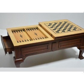 Resim Orta Sehpa Tavla-Satranç Model Takım Büyük Kayın Retro Ayak Parla 