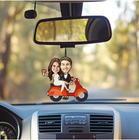 Resim Ejoya Kişiye Özel Fotoğraflı Sen ve Ben Karikatür Araba Dikiz Ayna Süsü 114948 