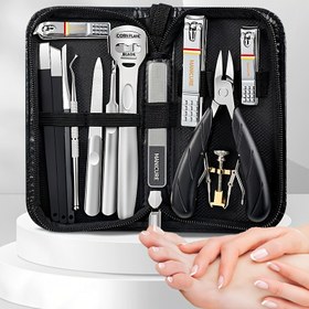 Resim 14 Parça Profesyonel Pedikür Seti: Paslanmaz Çelik Tırnak Makası & Ayak Bakım Araçları Saklama Kutusu ile - Erkekler & Kadınlar için Mükemmel, Ev & Salon Kullanımı için İdeal 