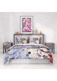 Resim Monohome Premium Luxury Çift Kişilik Nevresim Takımı 3d Pamuk Saten Rose Garden-1729 - Lastikli Çok Renkli 