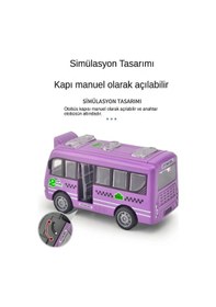 Resim Minibüs Araba Oyuncak Otobüs - Kapıları Açılabilen Sürtmeli Pilsiz Güvenli Model 