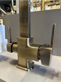 Resim İsaoğlu Yapı Mat Gold Arıtmalı Mutfak Bataryası Mat Altın Evye Musluğu Arıtma Cihazlarına Uygun Gold 