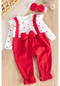 Resim Babymod Kalp Desenli Fiyonklu Bandanalı Kız Bebek Tulum 001 