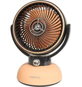 Resim HEPU HP F12 Masa Üstü Şarjlı Vantilatör 3 Kademeli Nostaljik Type-C 1200 mAh Led Aydınlatma 