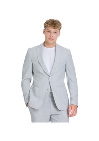 Resim Hatemoğlu Gri Slim Fit Çizgili Mono Yaka Takım Elbise 36322 Gri 
