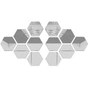 Resim Novahub Gümüş 12 Adet Altıgen Ayna Duvar Sticker Arka Plan Çıkarılabilir Stereo Çıkartması Ev S Gümüş Gümüş 