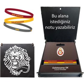 Resim Galatasaray Lisanslı 3'lü Bileklik Hediye Siyah Aslan Ahşap Kutulu 