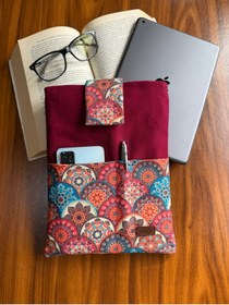 Resim AKSESUARSEPETİ El Yapımı Etnik Desenli Cepli Kılıf Çanta, Tablet Kılıfı, Kitap Kılıfı, Organizer Çanta, 