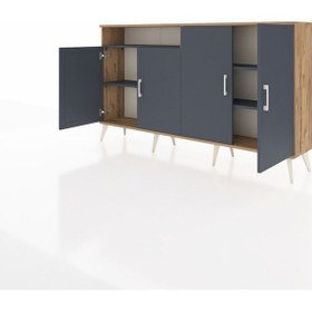 Resim Arges Konsol 4 Raflı 4 Kapaklı 176x30x99 Çam-antrasit Antrasıt/antrasıt - Atlas Çam 