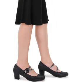 Resim Kiko Kids Aisha Günlük Kız Çocuk 4 Cm Topuklu Abiye Ayakkabı Siyah 