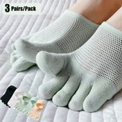 Resim 3 Çift Kadın Yaz İnce Beş Parmaklı Çorap, Nefes Alabilir ve Teri Emebilir, Düşük Kesim Görünmez Parmak Ayrıcı Kısa Çorap, Düz Renk, Kumaş, 280g/m² - Elde Yıkanabilir 