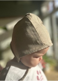 Resim runbaby Tek Kat Müslin Çift Taraflı Bebek Bonnet Şapka (3-9 AY) - Toprak 