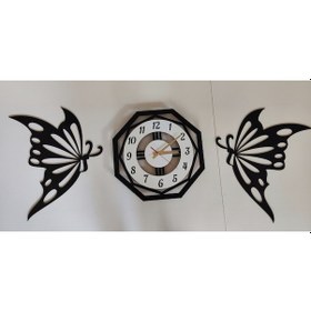 Resim Duvar Saati Kişiye Özel 3 Lü Set Sekizgen Beyaz - Siyah 