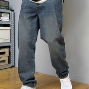 Resim Y2K Vintage Yıkanmış Düz Bacaklı Kot Pantolon - Rahat Denim Pantolonlar Cep Detaylı, Normal Kalıp, Erkekler İçin Tüm Mevsim Konforu, Günlük ve Dış Mekan Giyim İçin Mükemmel 