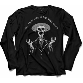 Resim Kendim Seçtim The Truth Hurts Skull Skeleton Kuru Kafa Suit Uzun Kollu Tişört Baskılı Çocuk T-Shirt 