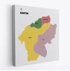 Resim Es10 Özel Tasarım Bartın İli ve İlçeler Haritası Dekoratif Kanvas Tablo 1283 (70 x 70) 