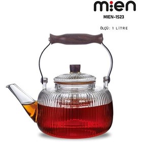 Resim Mien Cam Demlik Çizgili Form Akasya Cure 1 Lt Mıen-1s23 Şeffaf 