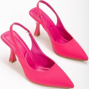 Resim Saten Arka Açık Kadın Topuklu Ayakkabı-2742 - Fuşya 