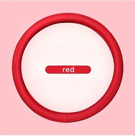 Resim Dashanshop 1 Adet Nappa Pu Deri Delikli Dikişli Kaymaz Nefes Alabilir 15 İnç Direksiyon Kılıfı Kırmızı Kırmızı 