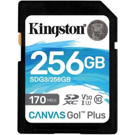 Resim Kingston SDG3-256GB 256GB SDXC Canvas Go Plus 170R C10 UHS-I U3 V30 Hafıza Kartı 
