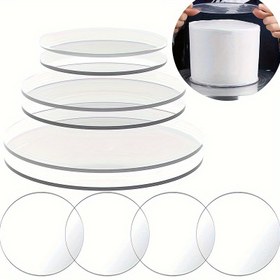 Resim 3 Adet Yuvarlak Pasta Tabakları Akrilik Levhalar Çok Fonksiyonlu Pasta Araçları Krem Kesme Pasta Süsleme Diskleri Doğum Günü Partileri Pasta Pişirme Mutfak Aksesuarları 