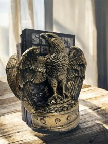 Resim Dekoratif Polyester İkili Kartal Kitap Tutacağı Gold-gümüş-siyah-eskitme 